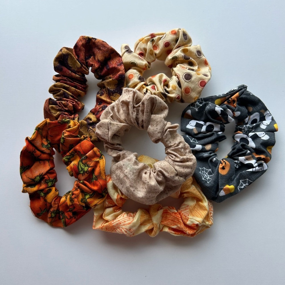 Handmade Colorful Halloween and fall Scrunchie Set